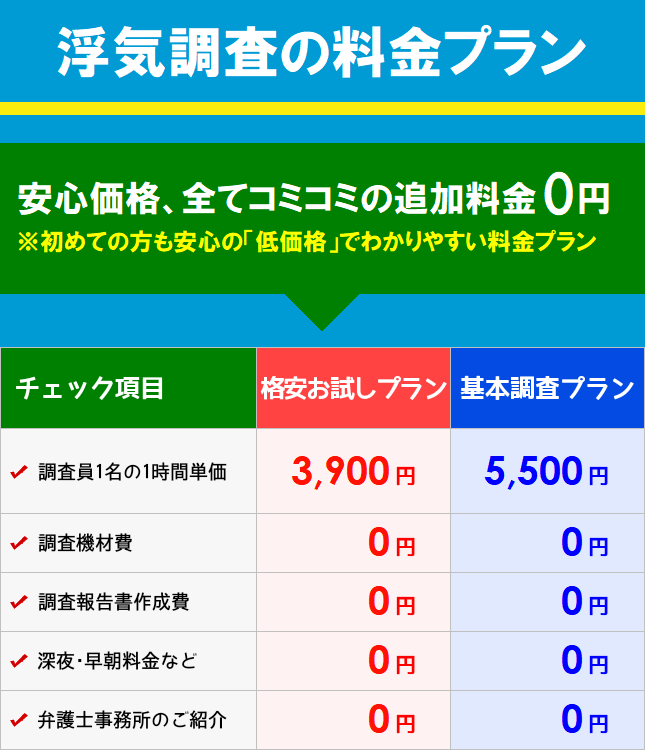 探偵 荒川区 浮気調査 料金